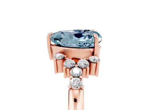 Rose gold Heart Cut Aquamarine Ring with Side Stones and Four-Prong Setting_41