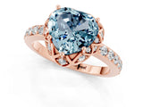 Rose gold Heart Cut Aquamarine Scalloped Halo Engagement Ring with Round Shared Prong Band_25