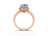 Rose gold Heart Cut Aquamarine Scalloped Halo Engagement Ring with Round Shared Prong Band_27
