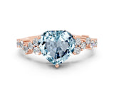 Rose gold Heart Cut Aquamarine Scattered Round Accent Ring with Prong Setting_30