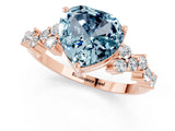 Rose gold Heart Cut Aquamarine Scattered Round Accent Ring with Prong Setting_31