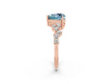 Rose gold Heart Cut Aquamarine Scattered Round Accent Ring with Prong Setting_32