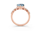 Rose gold Heart Cut Aquamarine Scattered Round Accent Ring with Prong Setting_33