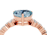 Rose gold Heart Cut Aquamarine Scattered Round Accent Ring with Prong Setting_34