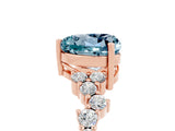 Rose gold Heart Cut Aquamarine Scattered Round Accent Ring with Prong Setting_35