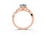 Rose gold Heart Cut Aquamarine Solitaire Celtic Knot Ring with Four-Prong Setting_15