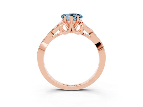 Rose gold Heart Cut Aquamarine Solitaire Celtic Knot Ring with Four-Prong Setting_15