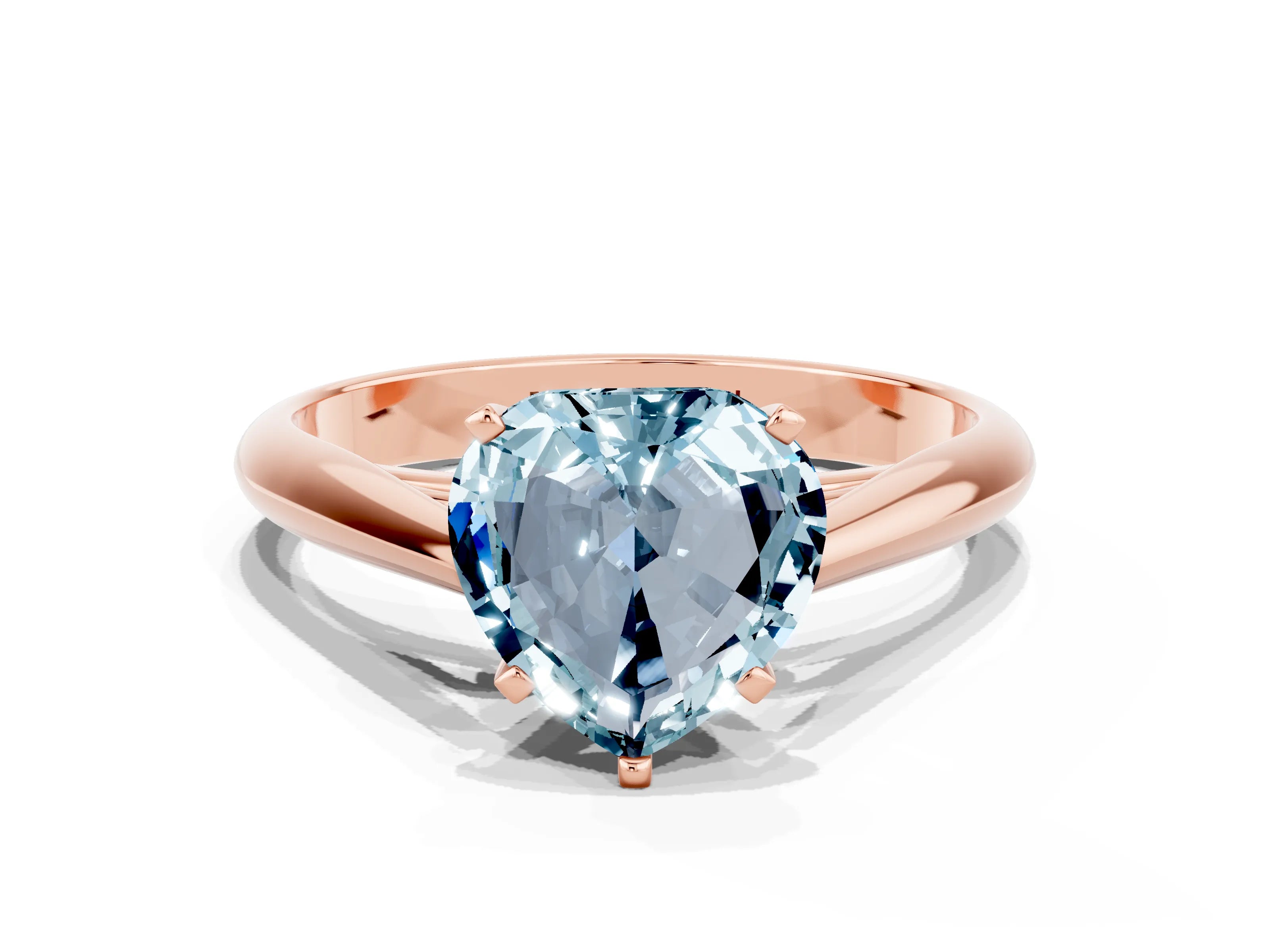 Rose gold Heart Cut Aquamarine Solitaire Engagement Ring with Cathedral Setting and Four-Prong Mount_12