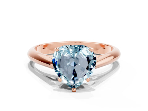 Rose gold Heart Cut Aquamarine Solitaire Engagement Ring with Cathedral Setting and Four-Prong Mount_12