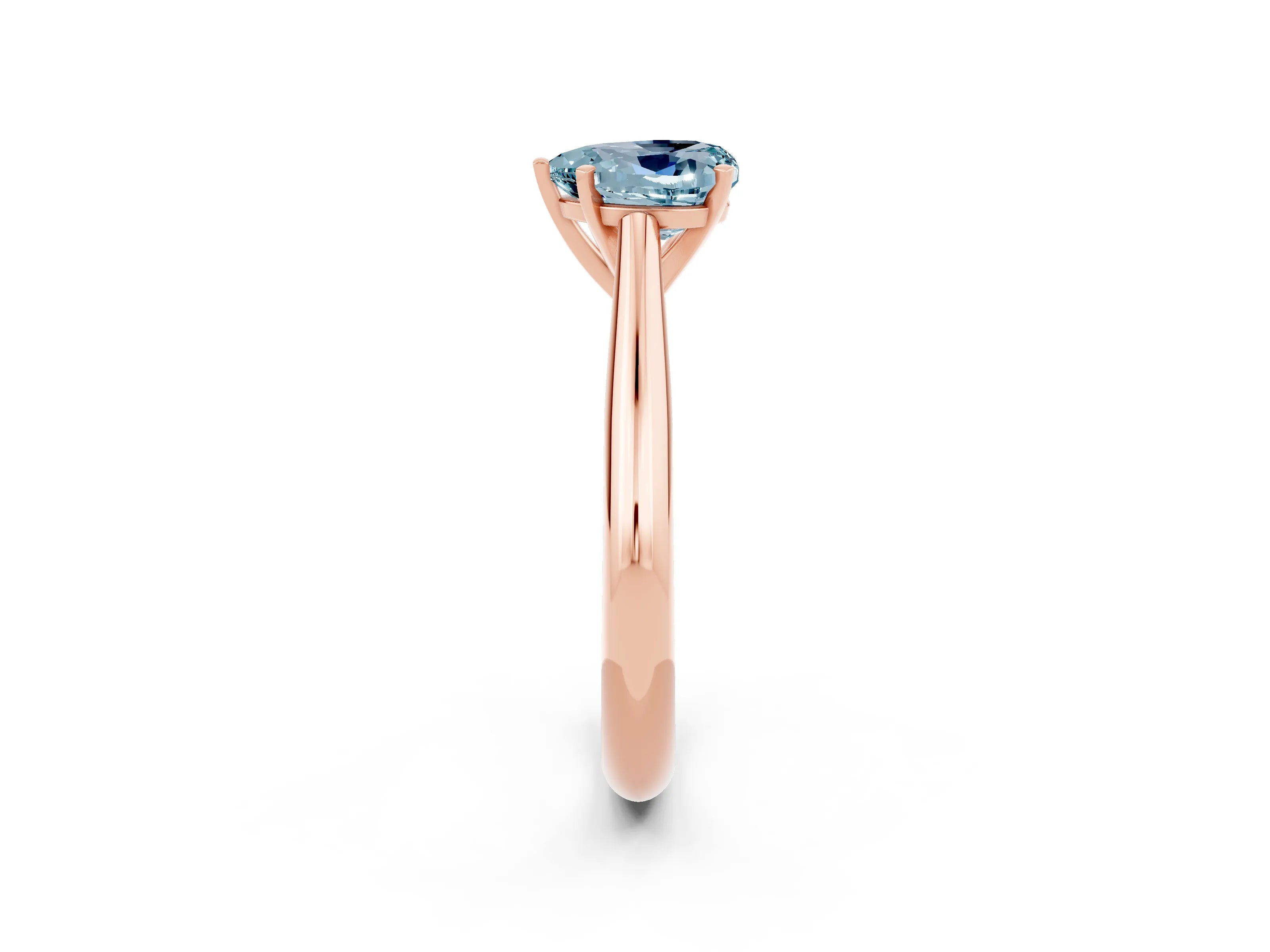 Rose gold Heart Cut Aquamarine Solitaire Engagement Ring with Cathedral Setting and Four-Prong Mount_14