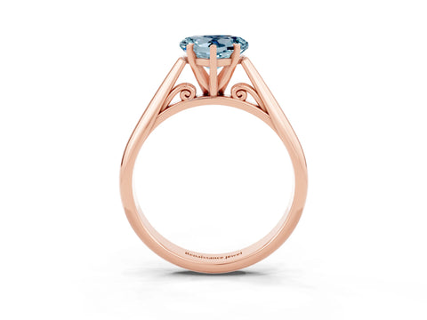 Rose gold Heart Cut Aquamarine Solitaire Engagement Ring with Cathedral Setting and Four-Prong Mount_15