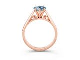 Rose gold Heart Cut Aquamarine Solitaire Engagement Ring with Cathedral Setting and Four-Prong Mount_27