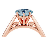 Rose gold Heart Cut Aquamarine Solitaire Engagement Ring with Cathedral Setting and Four-Prong Mount_28