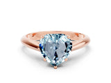 Rose gold Heart Cut Aquamarine Solitaire Engagement Ring with Cathedral Setting and Four-Prong Mount_30