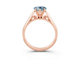 Rose gold Heart Cut Aquamarine Solitaire Engagement Ring with Cathedral Setting and Four-Prong Mount_33