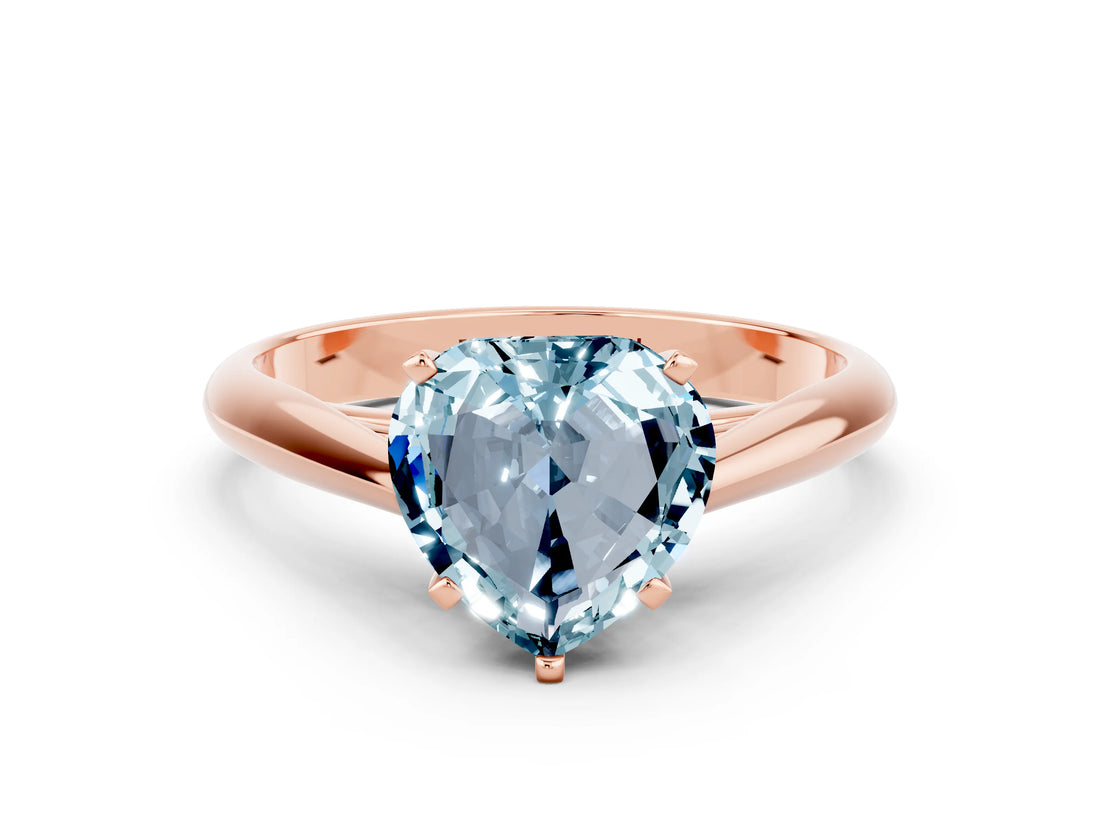 Rose gold Heart Cut Aquamarine Solitaire Engagement Ring with Cathedral Setting and Four-Prong Mount_66