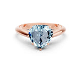Rose gold Heart Cut Aquamarine Solitaire Engagement Ring with Cathedral Setting and Four-Prong Mount_66