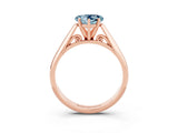 Rose gold Heart Cut Aquamarine Solitaire Engagement Ring with Cathedral Setting and Four-Prong Mount_69