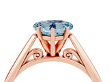 Rose gold Heart Cut Aquamarine Solitaire Engagement Ring with Cathedral Setting and Four-Prong Mount_70