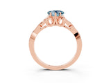 Rose gold Heart Cut Aquamarine Solitaire Engagement Ring with Celtic Knot Band and Four-Prong Setting_3