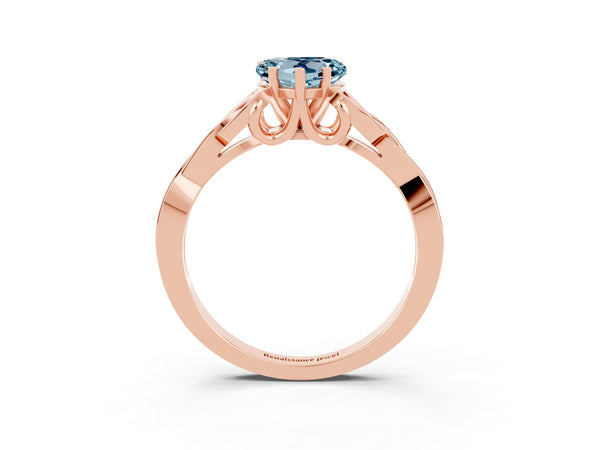 Rose gold Heart Cut Aquamarine Solitaire Engagement Ring with Celtic Knot Band and Four-Prong Setting