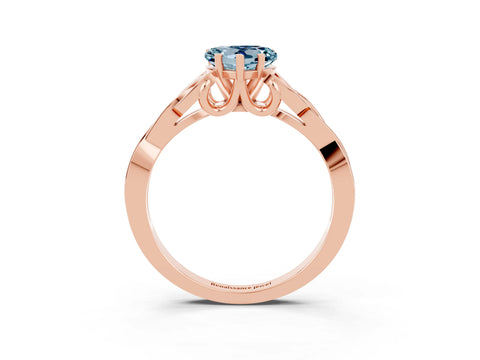 Rose gold Heart Cut Aquamarine Solitaire Engagement Ring with Celtic Knot Band and Four-Prong Setting_3