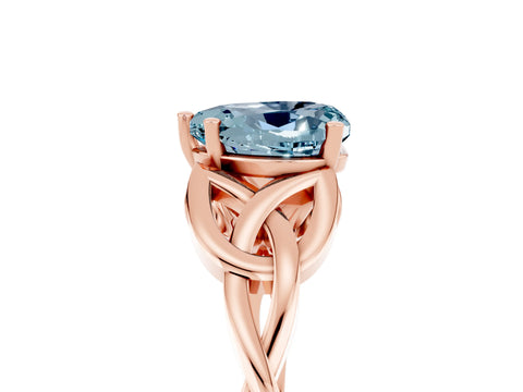 Rose gold Heart Cut Aquamarine Solitaire Engagement Ring with Celtic Knot Band and Four-Prong Setting_5