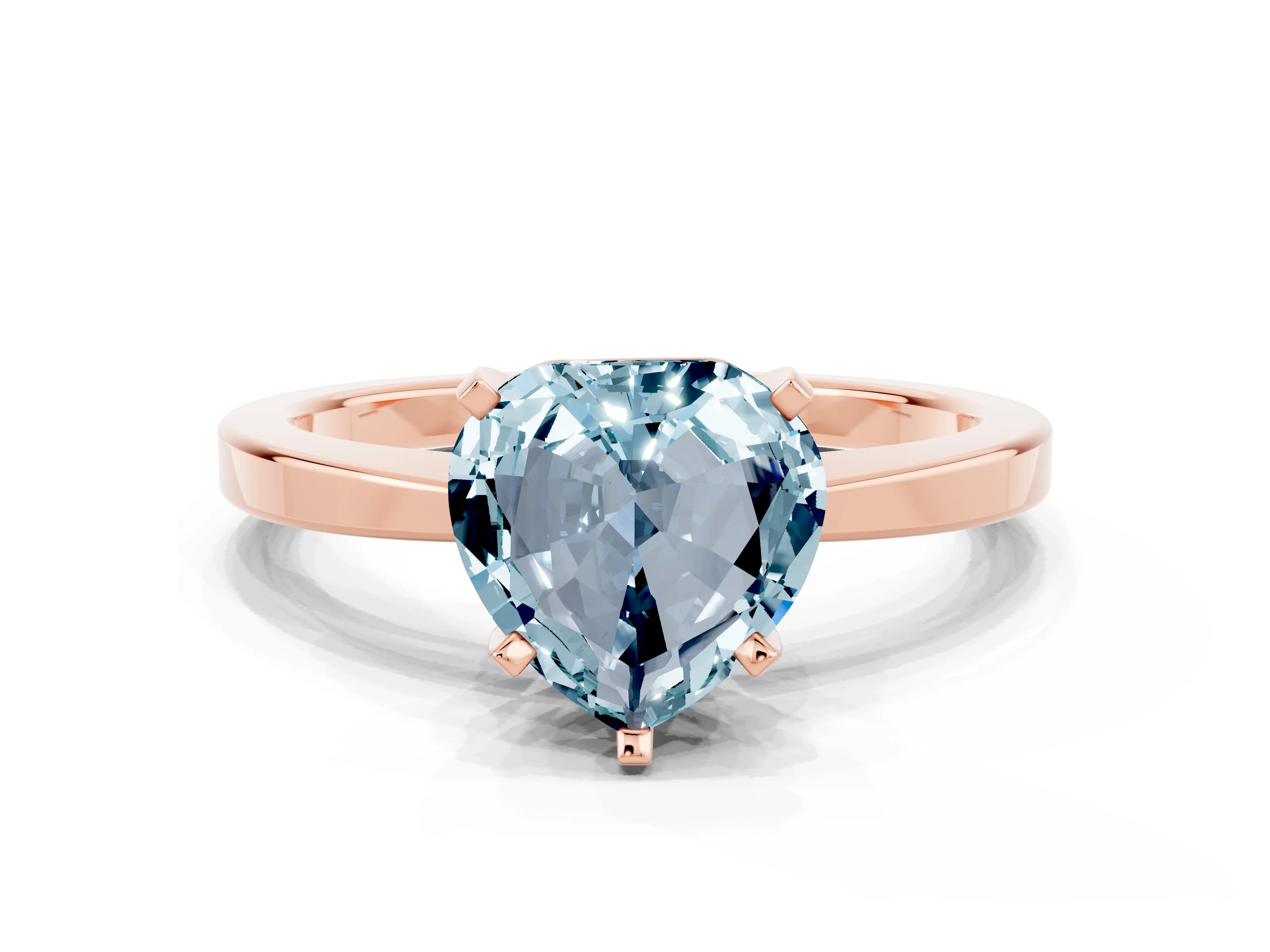 Rose gold Heart Cut Aquamarine Solitaire Engagement Ring with Classic Band and Four-Prong Setting_24