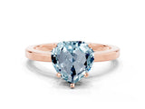 Rose gold Heart Cut Aquamarine Solitaire Engagement Ring with Classic Band and Four-Prong Setting_24