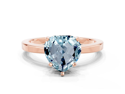 Rose gold Heart Cut Aquamarine Solitaire Engagement Ring with Classic Band and Four-Prong Setting_24