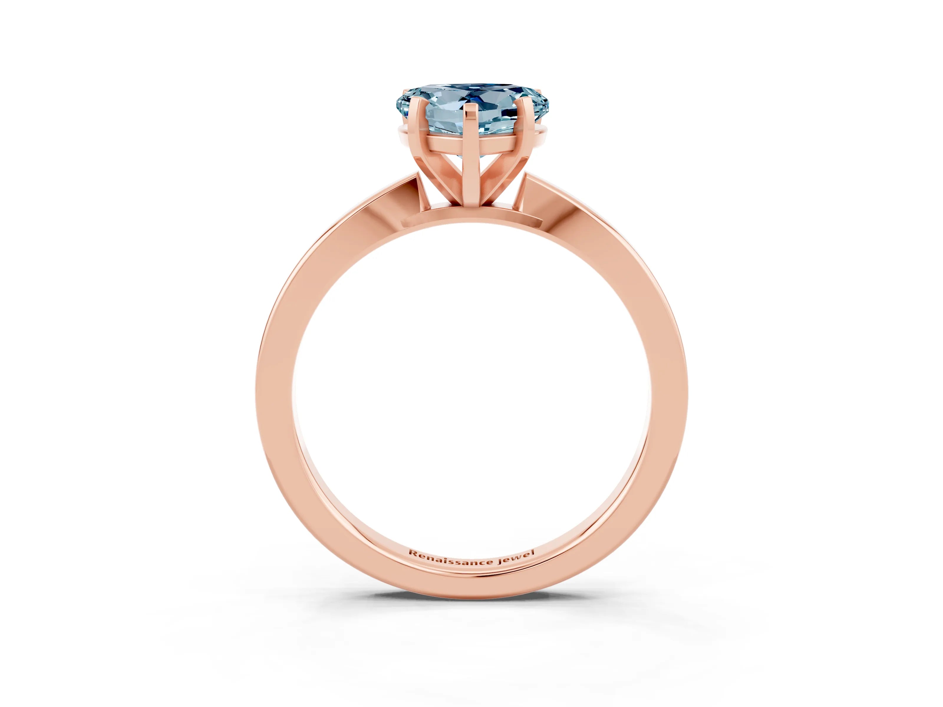Rose gold Heart Cut Aquamarine Solitaire Engagement Ring with Classic Band and Four-Prong Setting_27