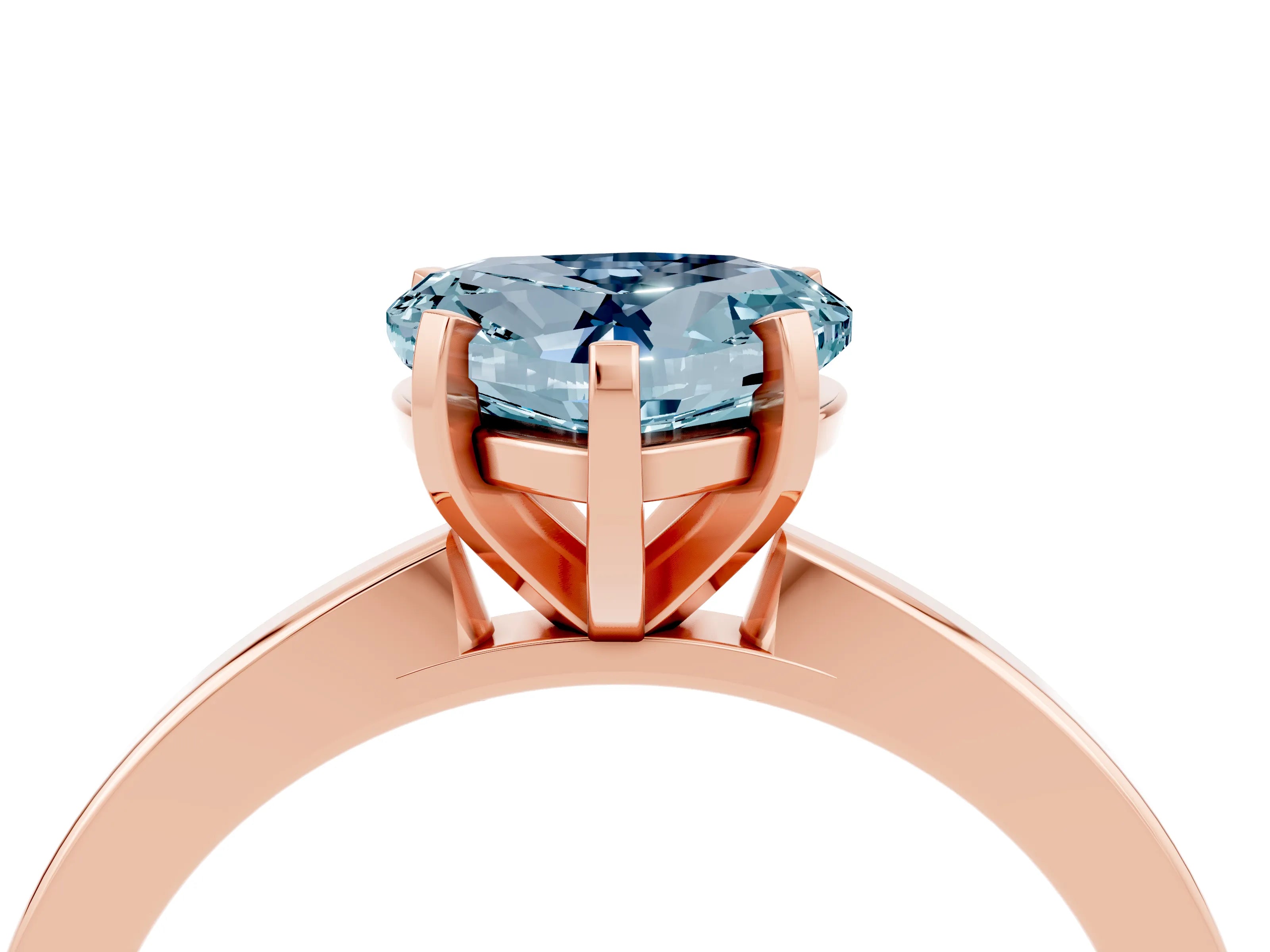 Rose gold Heart Cut Aquamarine Solitaire Engagement Ring with Classic Band and Four-Prong Setting_28