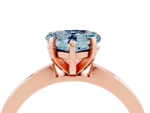 Rose gold Heart Cut Aquamarine Solitaire Engagement Ring with Classic Band and Four-Prong Setting_28