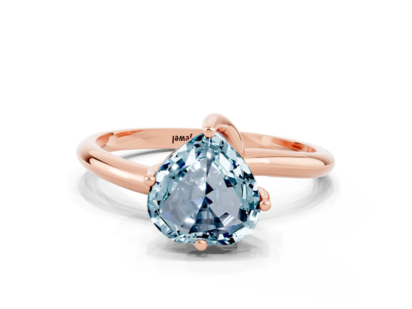 Rose gold Heart Cut Aquamarine Solitaire Engagement Ring with Four-Prong Setting and Classic Band