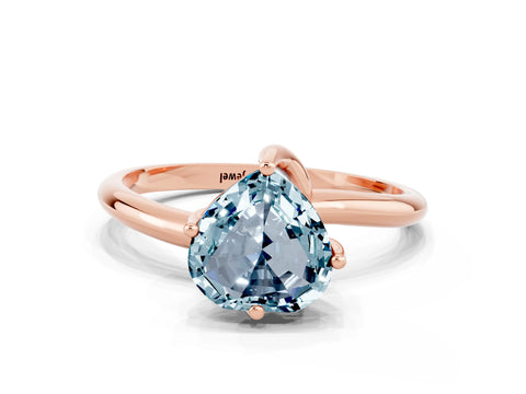 Rose gold Heart Cut Aquamarine Solitaire Engagement Ring with Four-Prong Setting and Classic Band_12