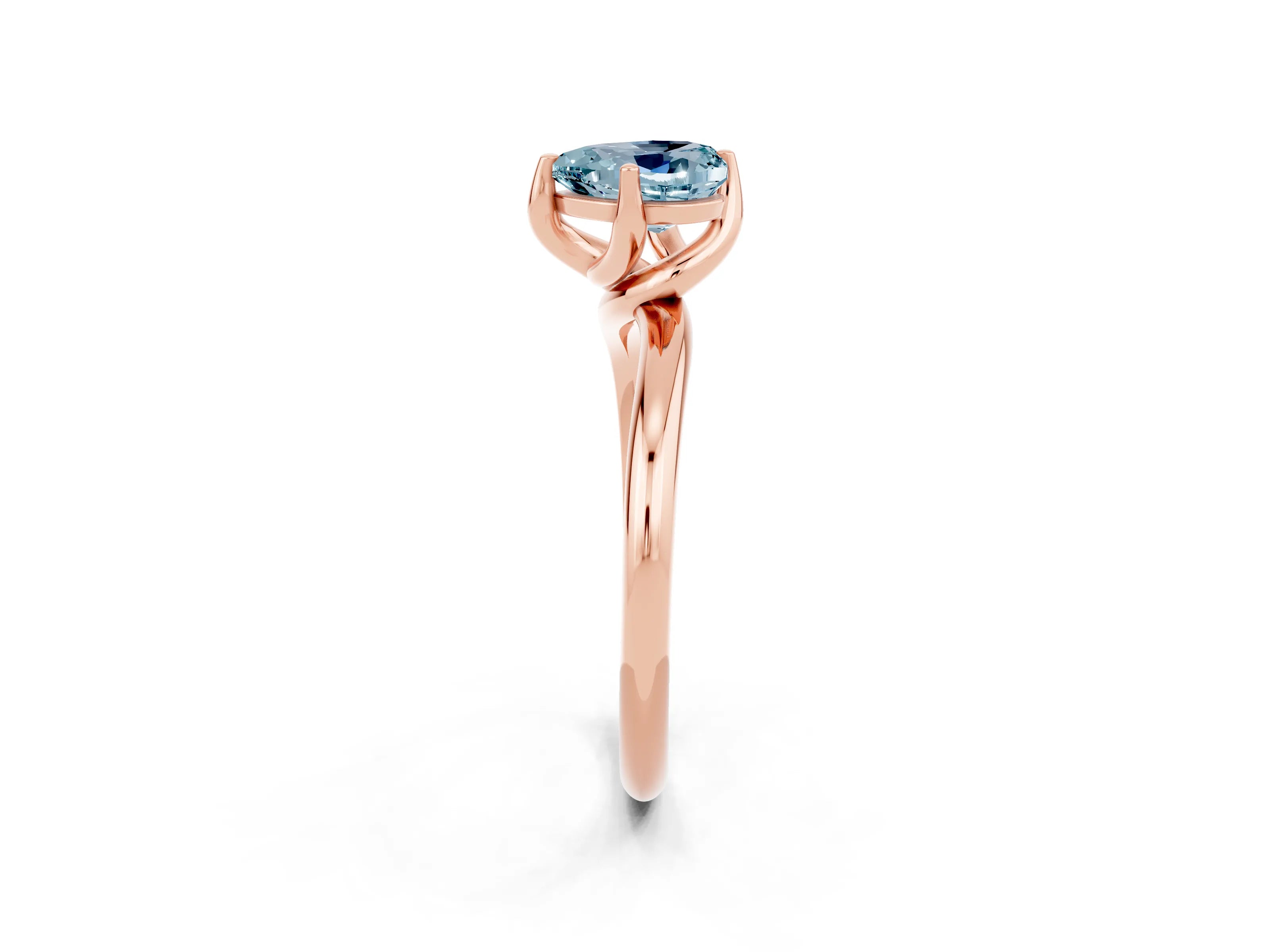 Rose gold Heart Cut Aquamarine Solitaire Engagement Ring with Four-Prong Setting and Classic Band_14