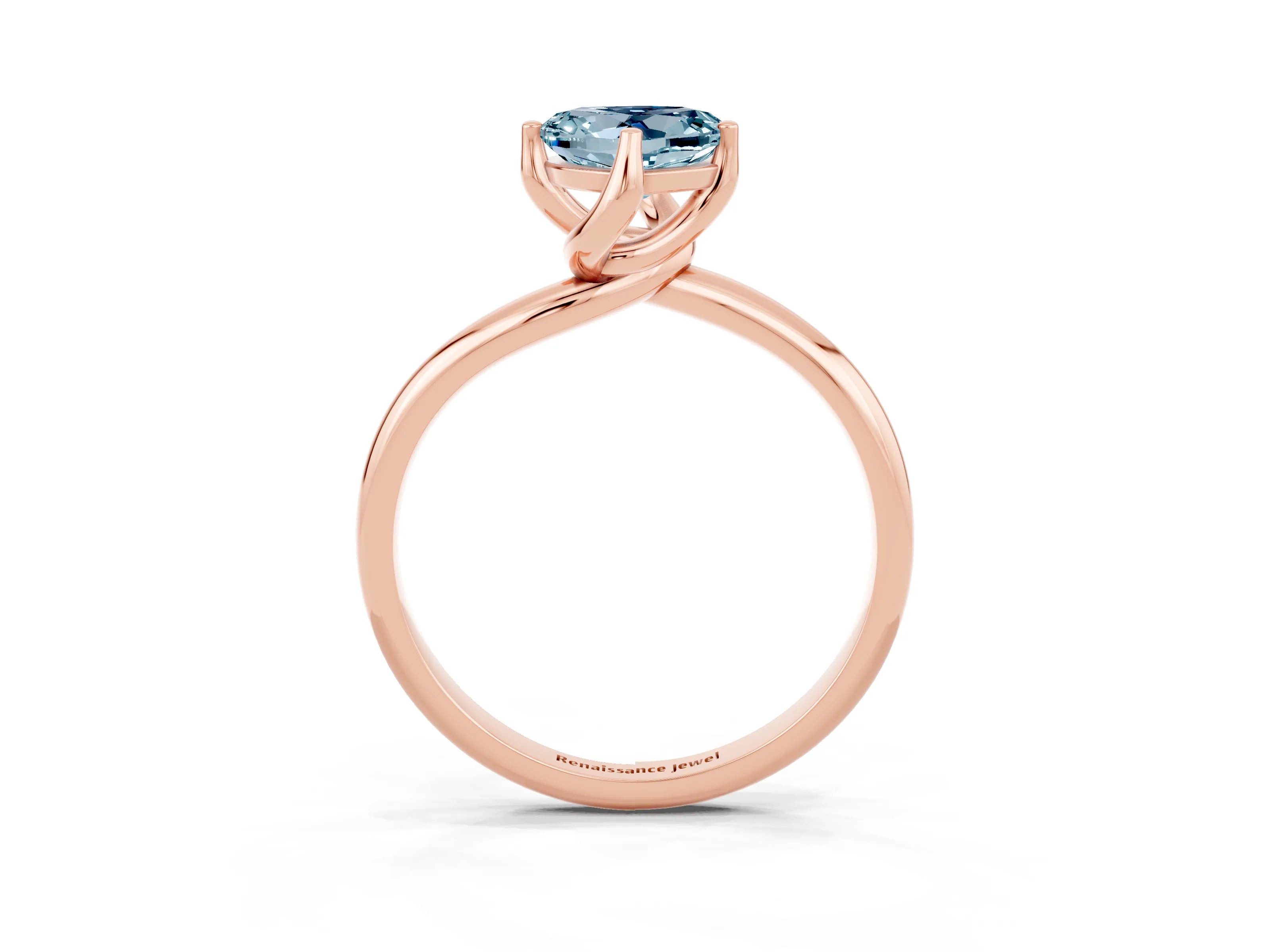 Rose gold Heart Cut Aquamarine Solitaire Engagement Ring with Four-Prong Setting and Classic Band_15