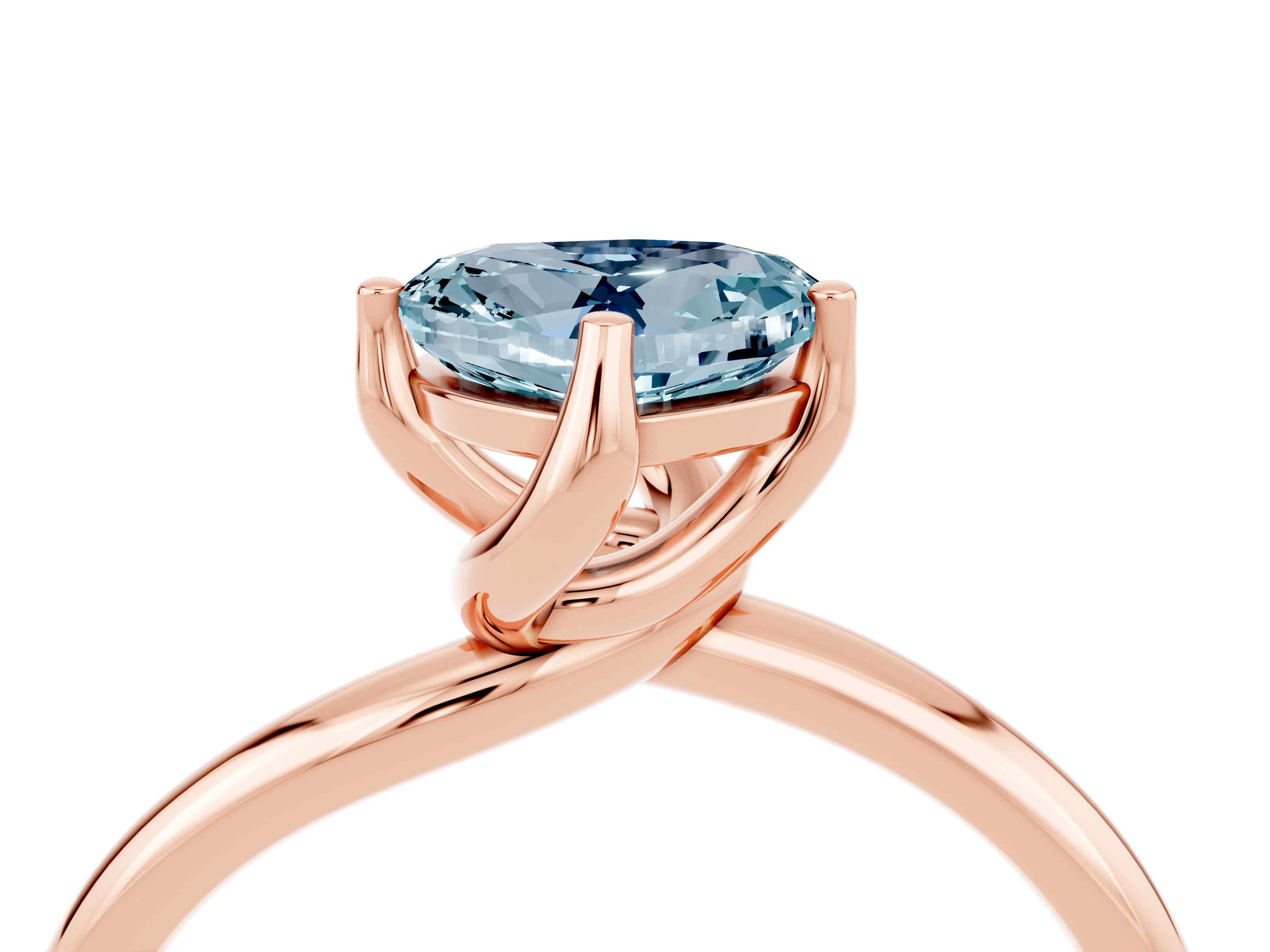 Rose gold Heart Cut Aquamarine Solitaire Engagement Ring with Four-Prong Setting and Classic Band_16