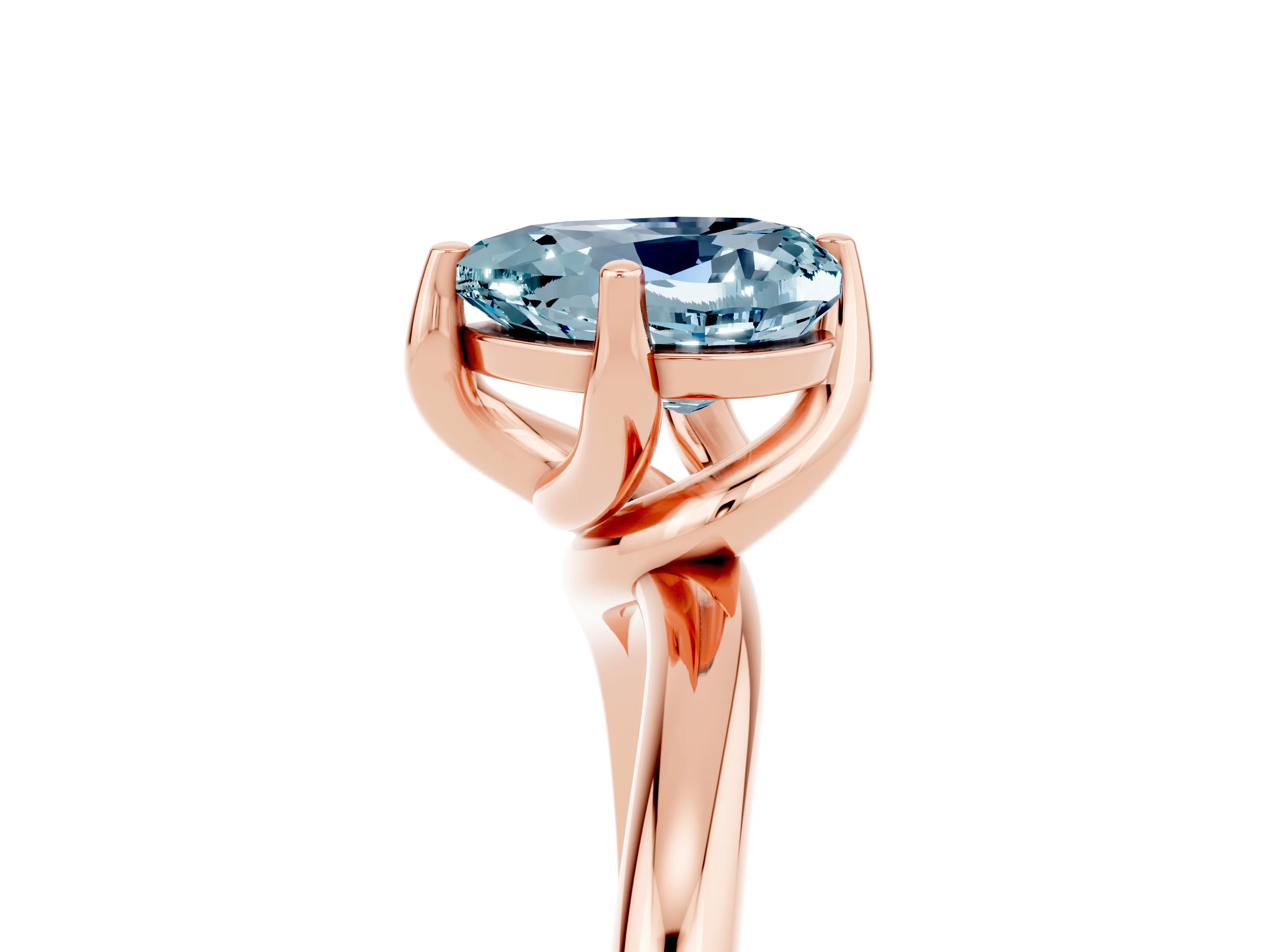 Rose gold Heart Cut Aquamarine Solitaire Engagement Ring with Four-Prong Setting and Classic Band_17