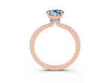 Rose gold Heart Cut Aquamarine Solitaire Engagement Ring with Pavé Band and Four-Prong Setting_3