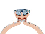Rose gold Heart Cut Aquamarine Solitaire Engagement Ring with Pavé Band and Four-Prong Setting_4