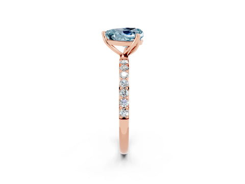 Rose gold Heart Cut Aquamarine Solitaire Engagement Ring with Pavé Band and Prong Setting_2