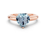 Rose gold Heart Cut Aquamarine Solitaire Engagement Ring with Round Band and Four-Prong Setting