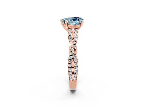 Rose gold Heart Cut Aquamarine Solitaire Engagement Ring with Twisted Pavé Band and Four-Prong Setting_14