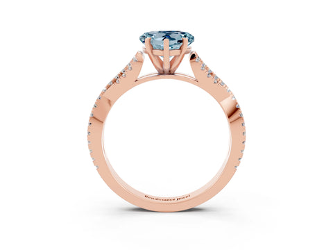 Rose gold Heart Cut Aquamarine Solitaire Engagement Ring with Twisted Pavé Band and Four-Prong Setting_15