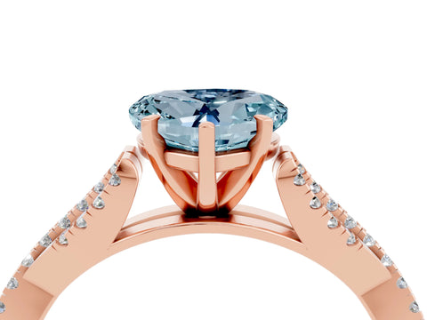 Rose gold Heart Cut Aquamarine Solitaire Engagement Ring with Twisted Pavé Band and Four-Prong Setting_16
