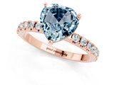 Rose gold Heart Cut Aquamarine Solitaire Pavé Band with Four-Prong Setting_1
