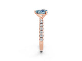 Rose gold Heart Cut Aquamarine Solitaire Pavé Band with Four-Prong Setting_2