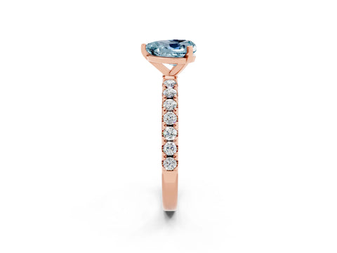 Rose gold Heart Cut Aquamarine Solitaire Pavé Band with Four-Prong Setting_2