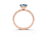 Rose gold Heart Cut Aquamarine Solitaire Pavé Band with Four-Prong Setting_3